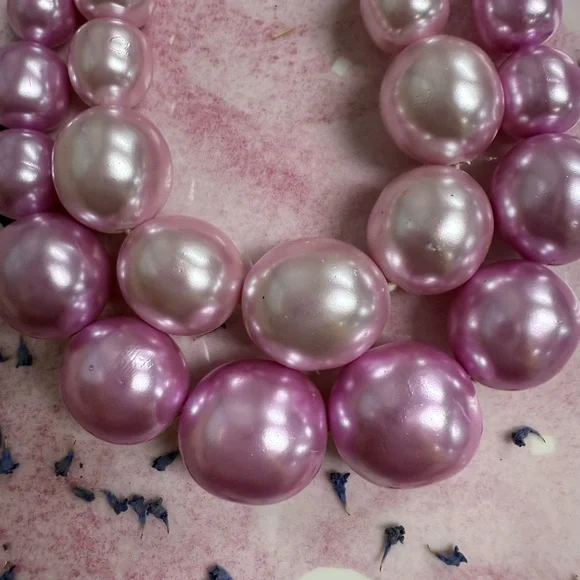 Vintage Beaded Necklace and Earrings Pink Japan - Picture 4 of 9